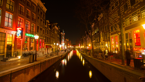 Redlight district - canal view Amsterdam